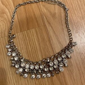 New heavy Elegant Silvertone  Necklace with  Multi-layered  Crystal  glass